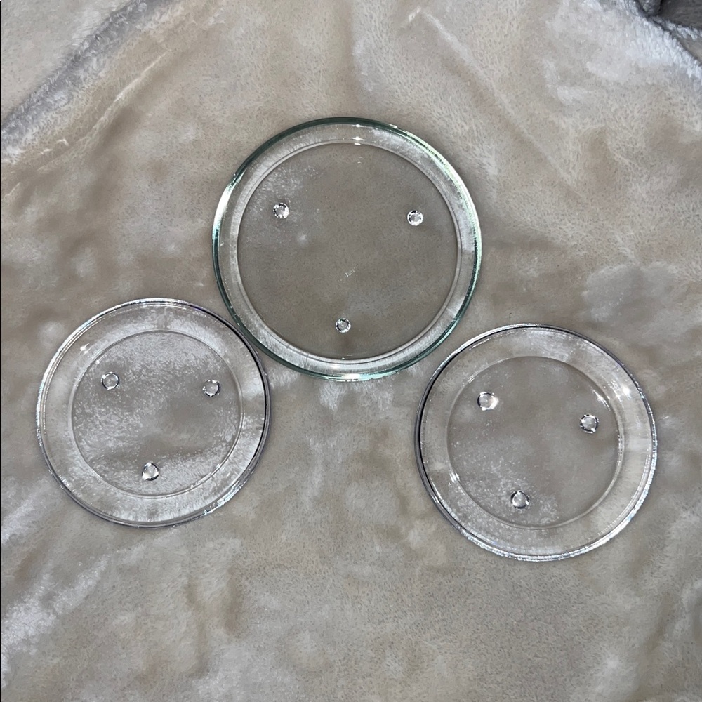 BUNDLE OF 3 🕯️ THICK CLEAR GLASS CANDLE HOLDER BASES FOR PILLAR CANDLES